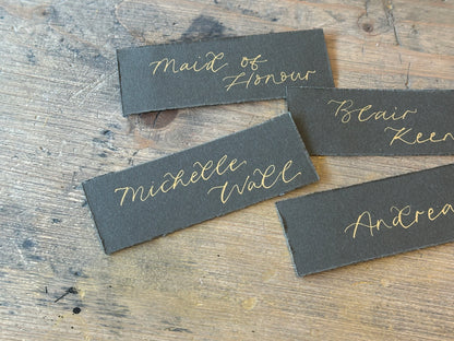 Custom Card Deckle Edge Flat Wedding Place Cards | Calligraphy Place Cards