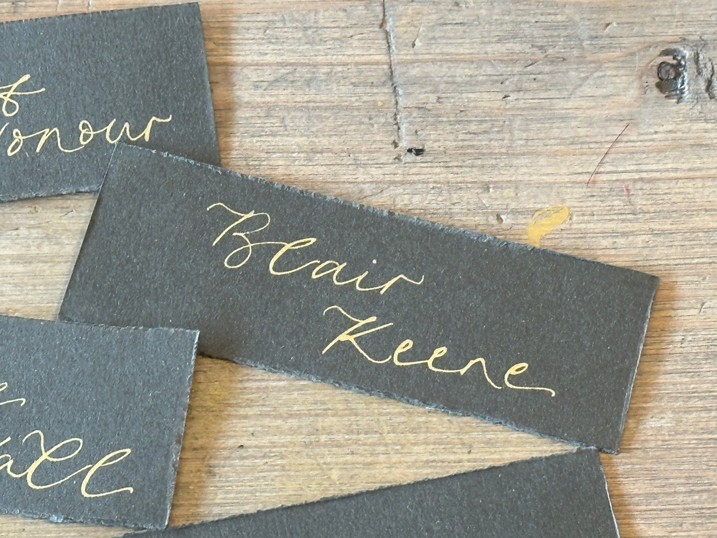 Custom Card Deckle Edge Flat Wedding Place Cards | Calligraphy Place Cards