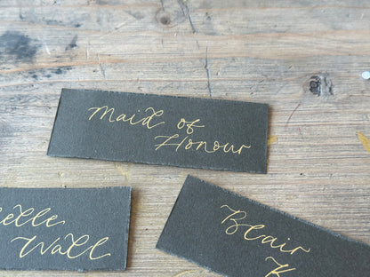 Custom Card Deckle Edge Flat Wedding Place Cards | Calligraphy Place Cards