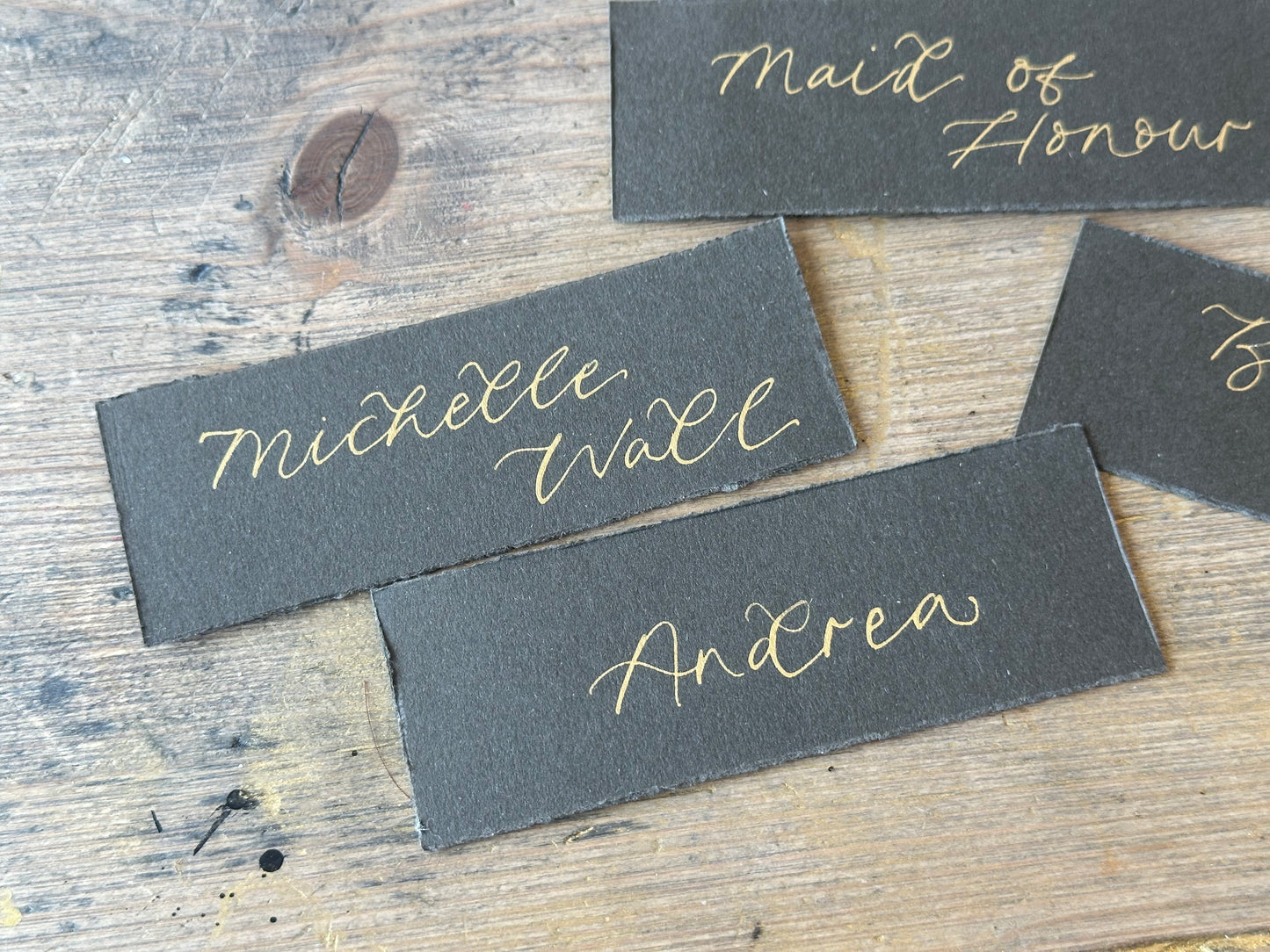 Custom Card Deckle Edge Flat Wedding Place Cards | Calligraphy Place Cards