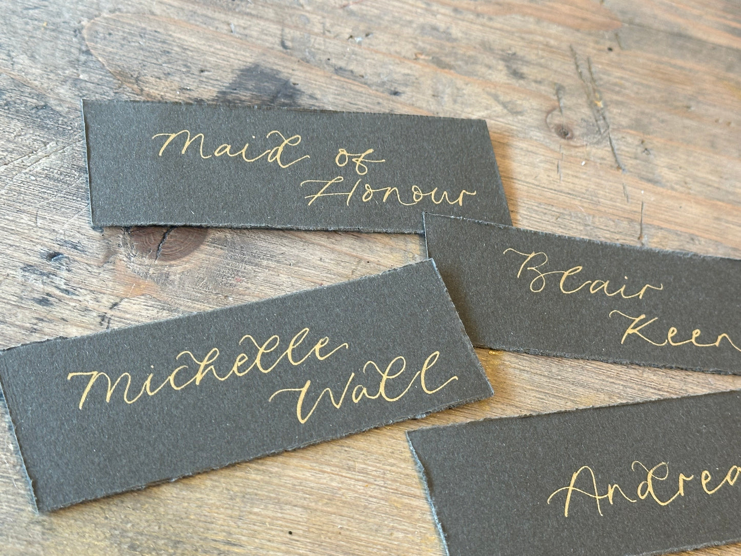 Custom Card Deckle Edge Flat Wedding Place Cards | Calligraphy Place Cards