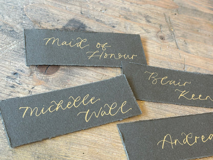 Custom Card Deckle Edge Flat Wedding Place Cards | Calligraphy Place Cards