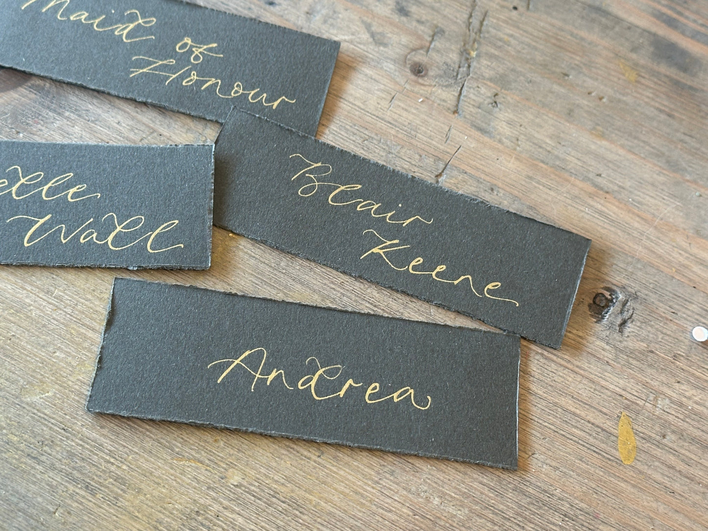 Custom Card Deckle Edge Flat Wedding Place Cards | Calligraphy Place Cards