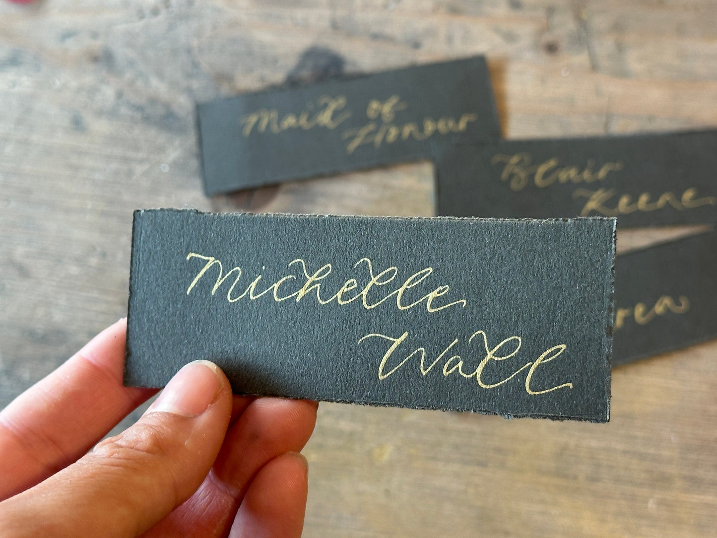 Custom Card Deckle Edge Flat Wedding Place Cards | Calligraphy Place Cards