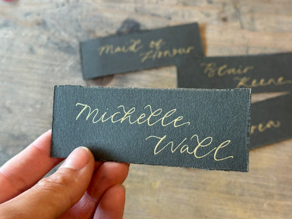 Custom Card Deckle Edge Flat Wedding Place Cards | Calligraphy Place Cards
