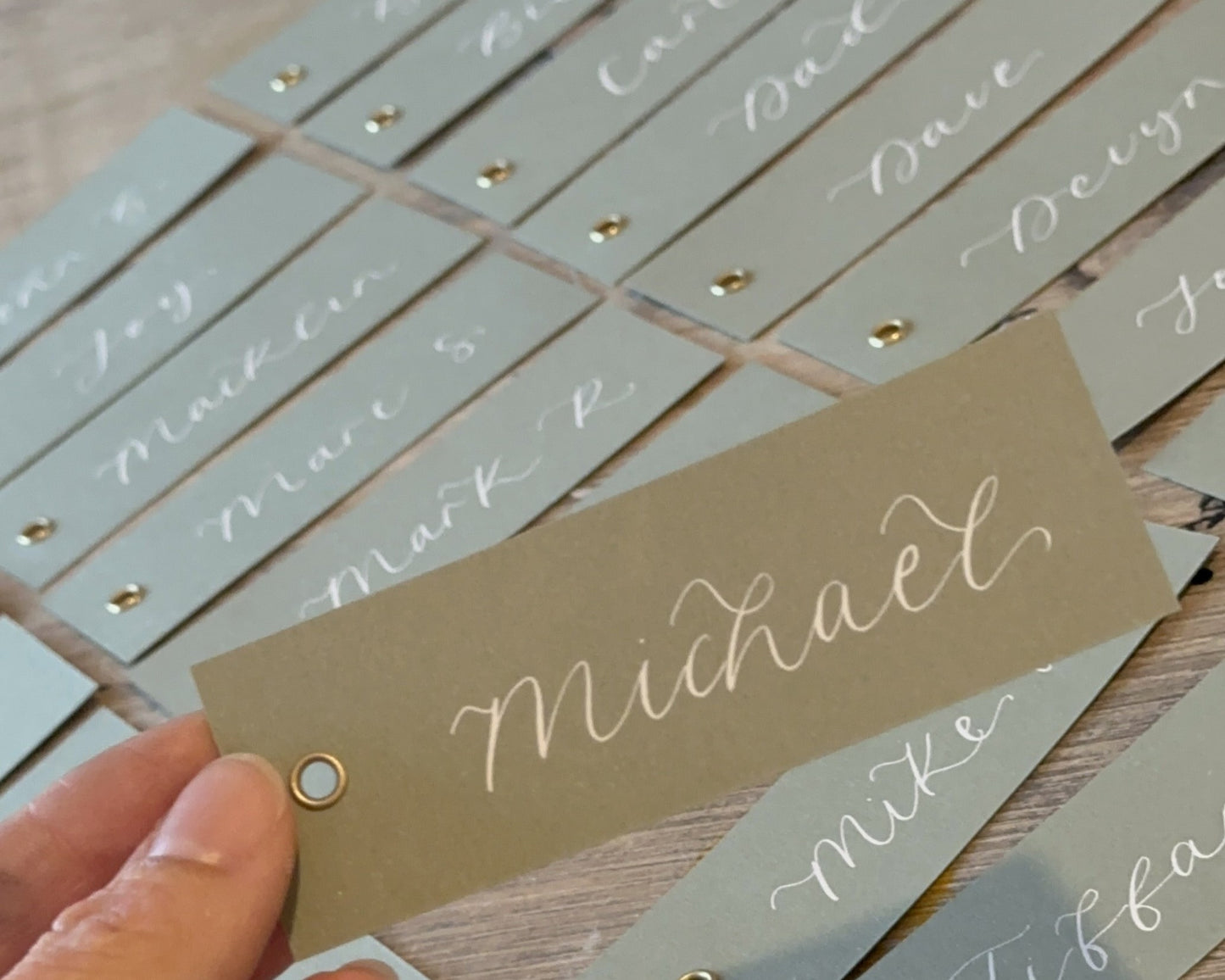 Eucalyptus Calligraphy Place Cards with Eyelet | DIY Add Your Own Ribbon Place Card