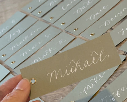 Eucalyptus Calligraphy Place Cards with Eyelet | DIY Add Your Own Ribbon Place Card