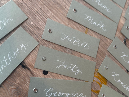 Eucalyptus Calligraphy Place Cards with Eyelet | DIY Add Your Own Ribbon Place Card