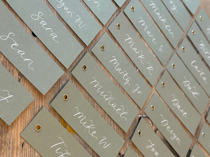 Eucalyptus Calligraphy Place Cards with Eyelet | DIY Add Your Own Ribbon Place Card