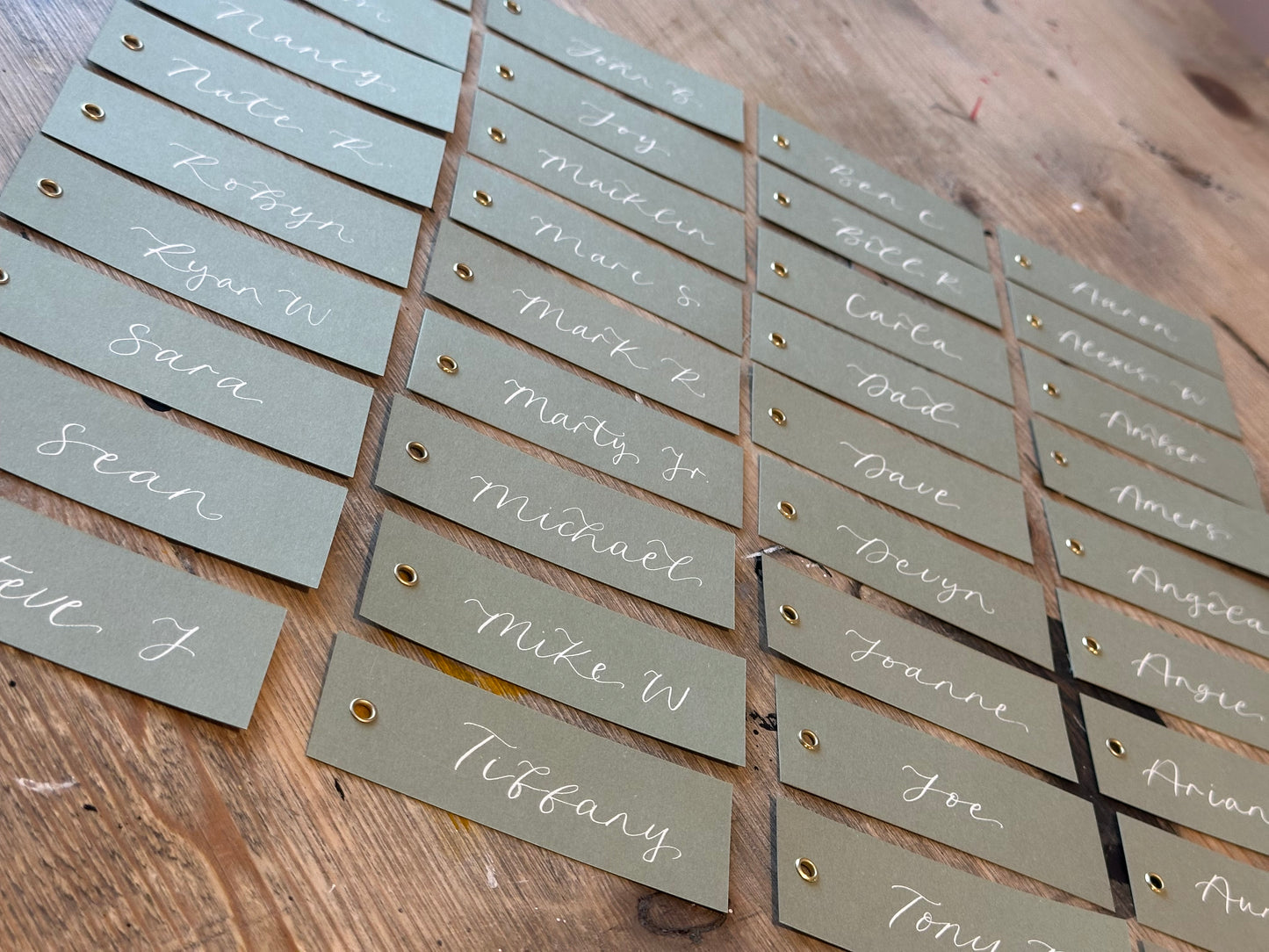 Eucalyptus Calligraphy Place Cards with Eyelet | DIY Add Your Own Ribbon Place Card