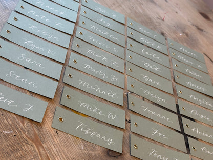 Eucalyptus Calligraphy Place Cards with Eyelet | DIY Add Your Own Ribbon Place Card