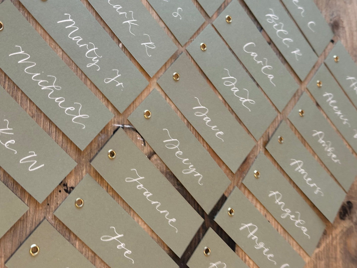 Eucalyptus Calligraphy Place Cards with Eyelet | DIY Add Your Own Ribbon Place Card