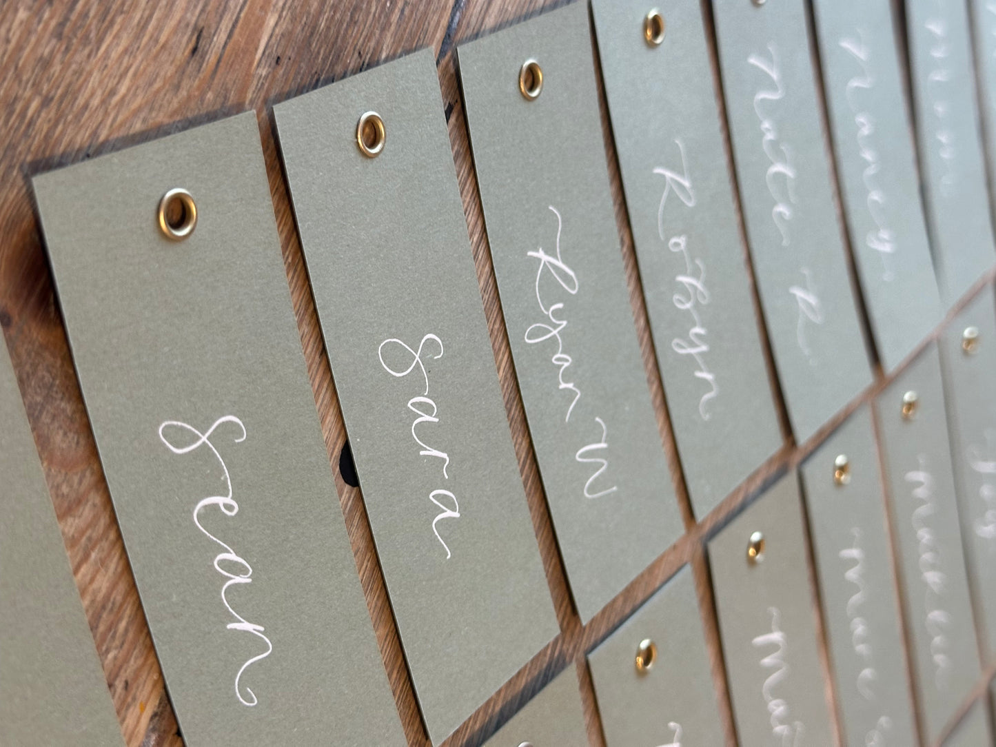 Eucalyptus Calligraphy Place Cards with Eyelet | DIY Add Your Own Ribbon Place Card