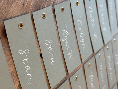 Eucalyptus Calligraphy Place Cards with Eyelet | DIY Add Your Own Ribbon Place Card