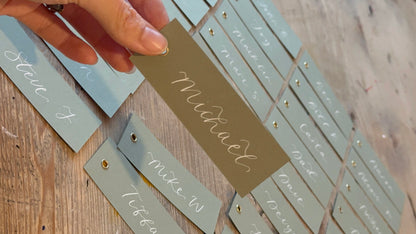 Eucalyptus Calligraphy Place Cards with Eyelet | DIY Add Your Own Ribbon Place Card