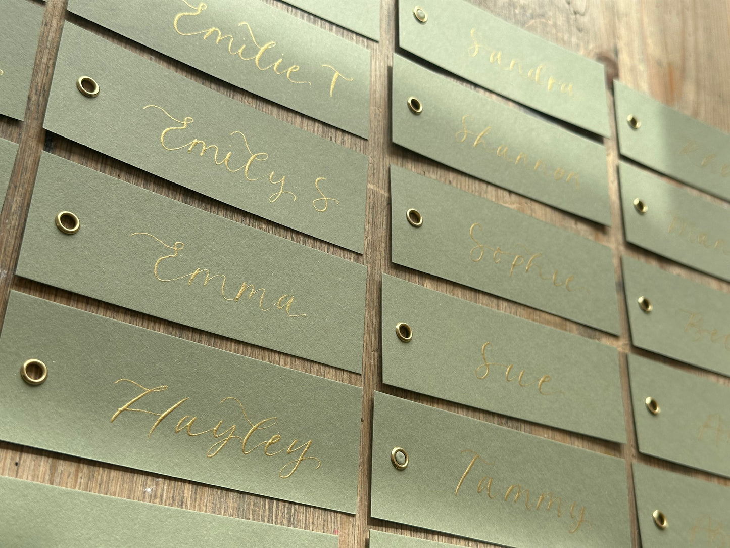 Eucalyptus Calligraphy Place Cards with Eyelet | DIY Add Your Own Ribbon Place Card
