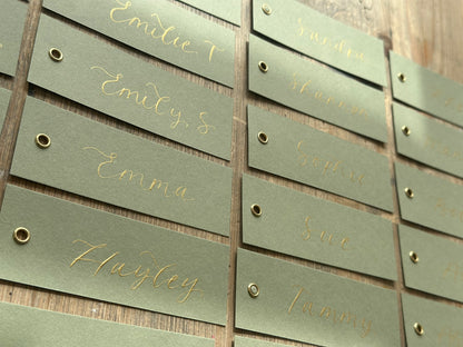 Eucalyptus Calligraphy Place Cards with Eyelet | DIY Add Your Own Ribbon Place Card