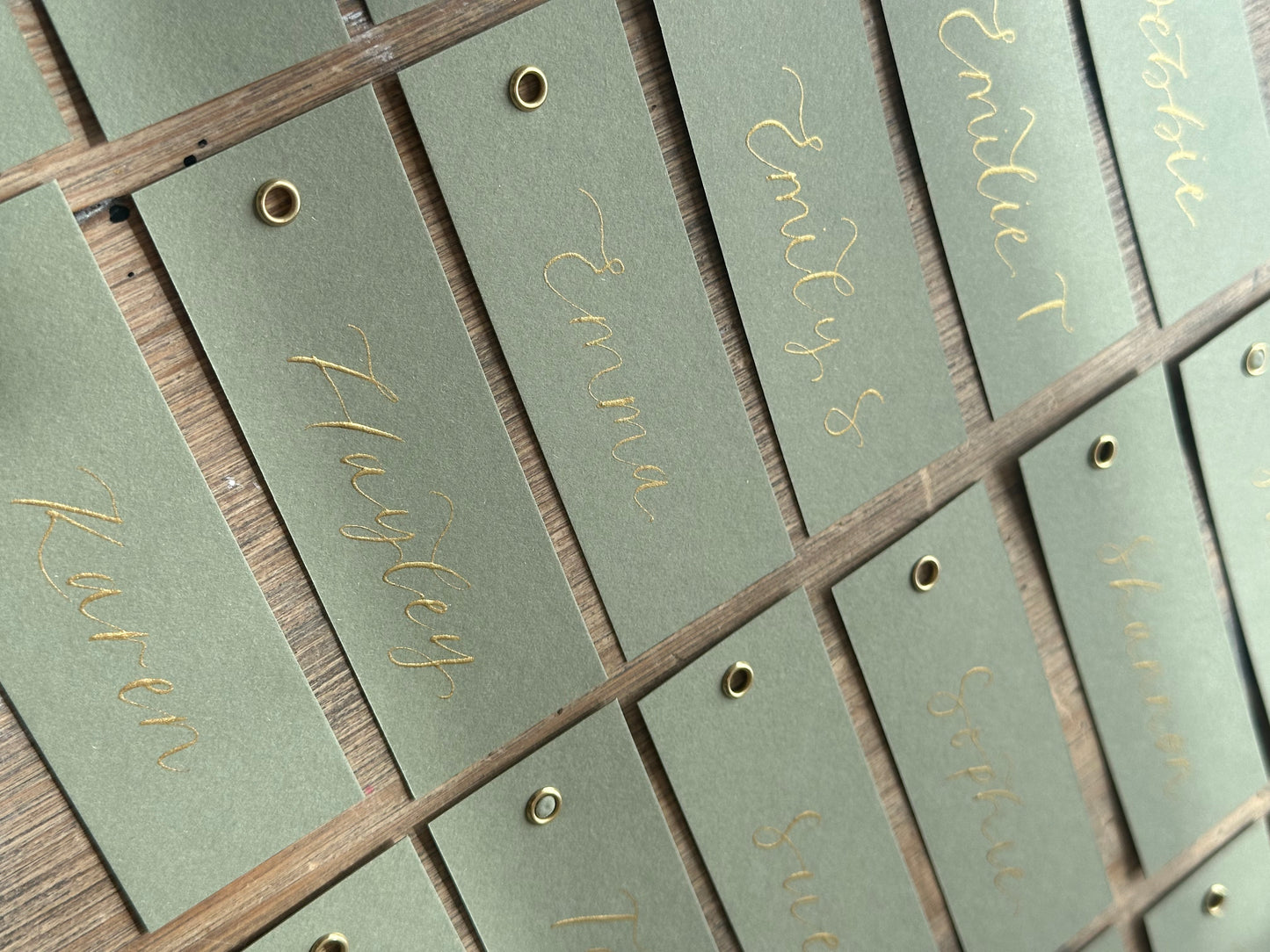 Eucalyptus Calligraphy Place Cards with Eyelet | DIY Add Your Own Ribbon Place Card