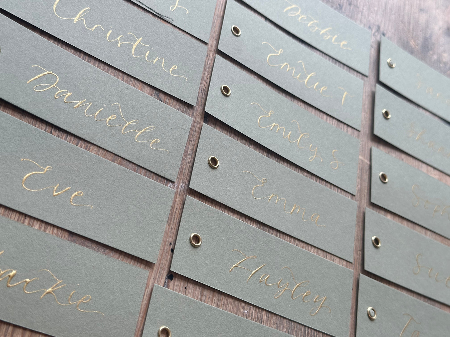 Eucalyptus Calligraphy Place Cards with Eyelet | DIY Add Your Own Ribbon Place Card