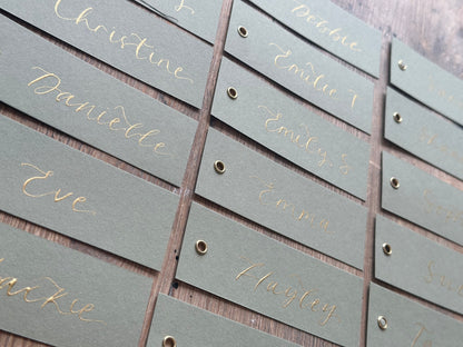 Eucalyptus Calligraphy Place Cards with Eyelet | DIY Add Your Own Ribbon Place Card