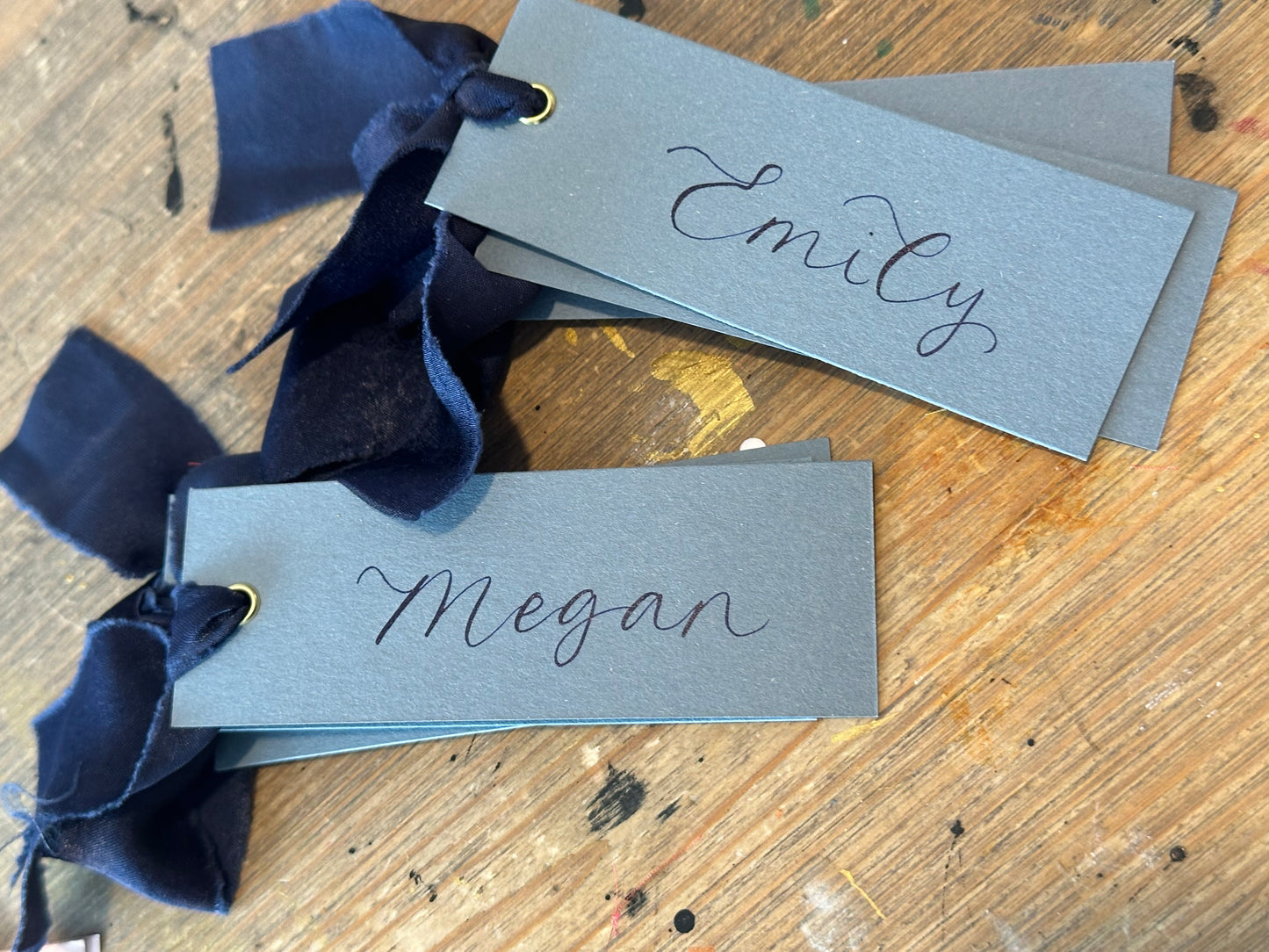 Personalised Baby Shower Place Cards | Mix & Match Calligraphy Place Names with Ribbon