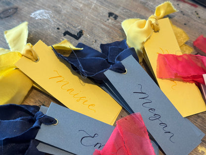 Personalised Baby Shower Place Cards | Mix & Match Calligraphy Place Names with Ribbon
