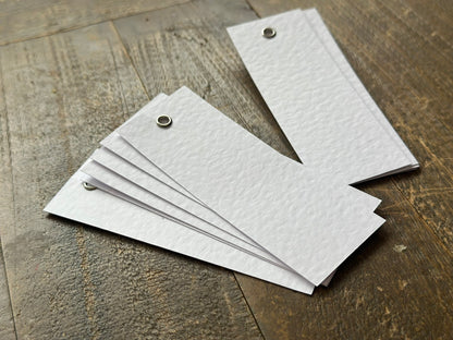25 BLANK HAMMERED WHITE Place Card with or without Eyelet | DIY Wedding Dinner Party Place Card, Write Your Own Place Setting | DIY Add Own Ribbon Calligraphy Wedding Place Name Card
