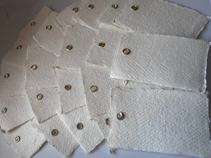 25 BLANK HANDMADE PAPER Place Card with or without Eyelet | DIY Wedding Dinner Party Place Card, Write Your Own Place Setting | DIY Add Own Ribbon Calligraphy Wedding Place Name Card