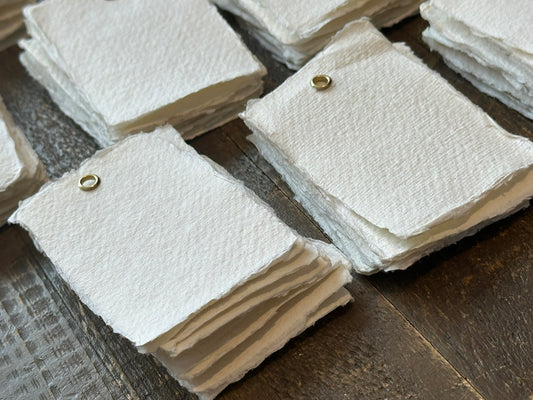 25 BLANK Handmade Paper Place Card with Eyelet | DIY Add Own Ribbon Wedding Place Name Card