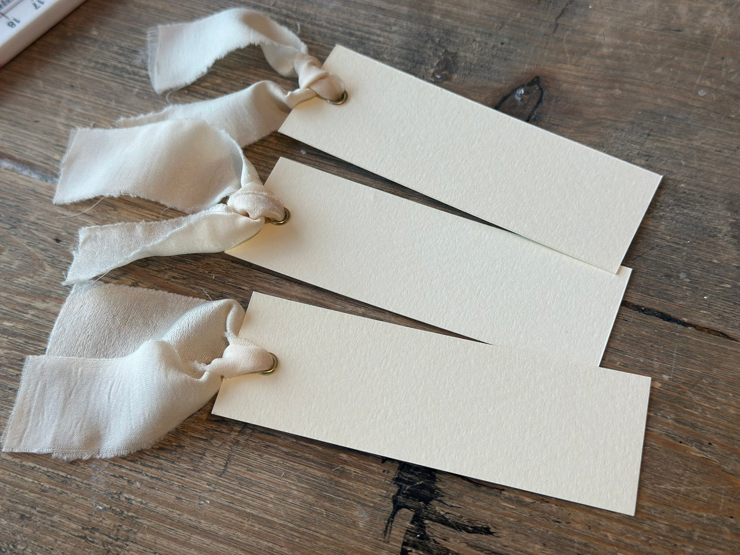 25 BLANK IVORY Chiffon Ribbon Place Card with Eyelet | DIY Wedding Dinner Party Place Card, Write Your Own Place Setting | Green Wedding Baby Shower