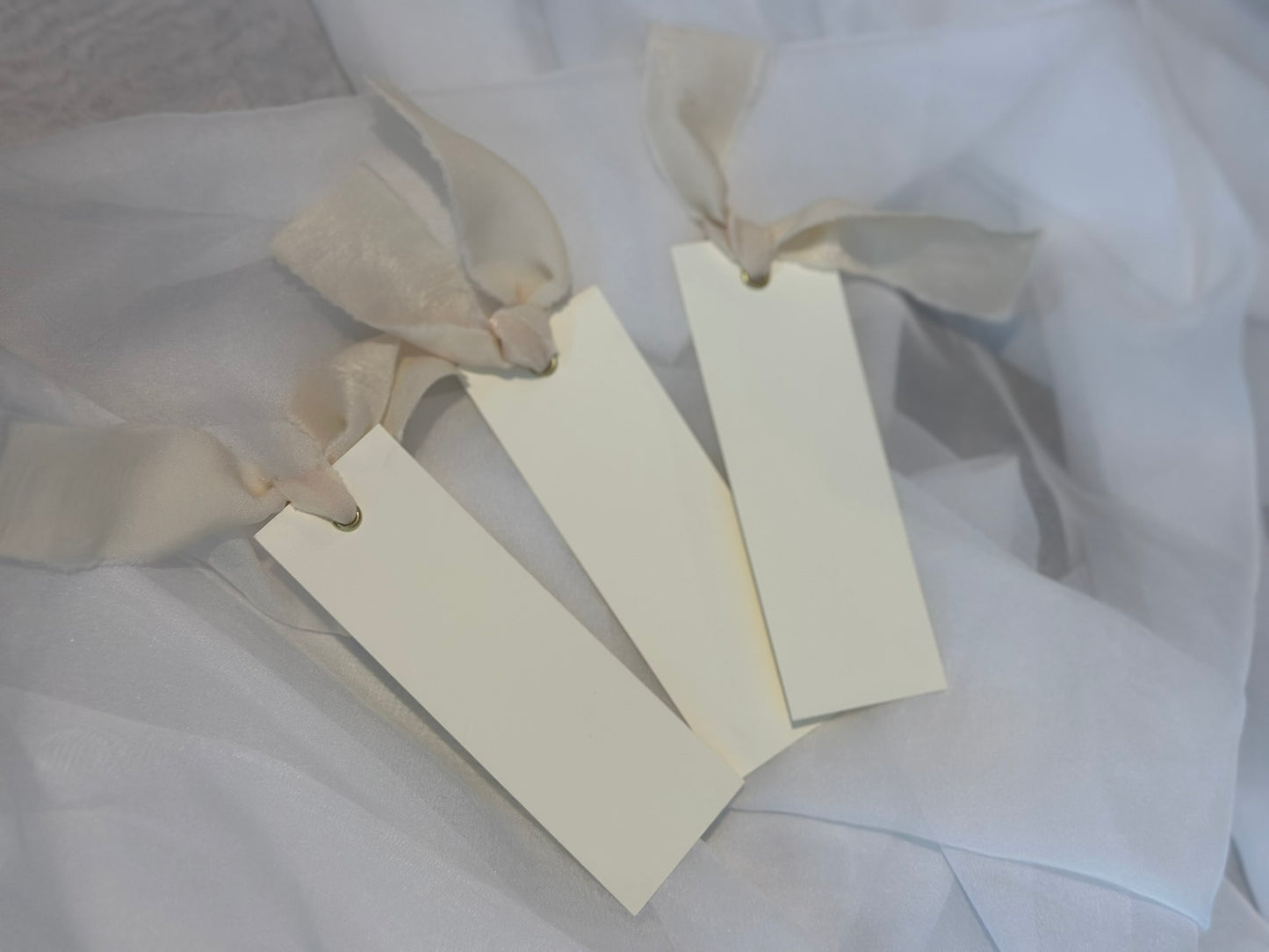 25 BLANK IVORY Chiffon Ribbon Place Card with Eyelet | DIY Wedding Dinner Party Place Card, Write Your Own Place Setting | Green Wedding Baby Shower