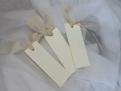 25 BLANK IVORY Chiffon Ribbon Place Card with Eyelet | DIY Wedding Dinner Party Place Card, Write Your Own Place Setting | Green Wedding Baby Shower
