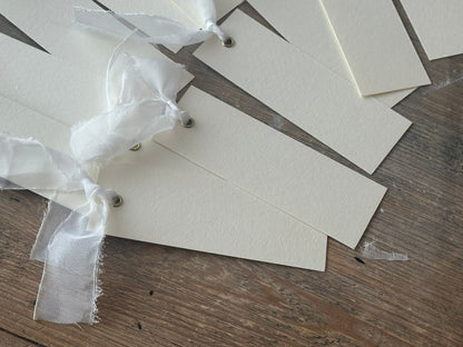 25 BLANK IVORY + WHITE Organza Ribbon Place Card with Eyelet | DIY Wedding Dinner Party Place Card, Write Your Own Place Setting | Green Wedding Baby Shower