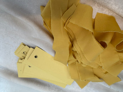 25 BLANK LEMON Yellow Chiffon Ribbon Place Card with Eyelet | DIY Wedding Dinner Party Place Card, Write Your Own Place Setting | Green Wedding Baby Shower