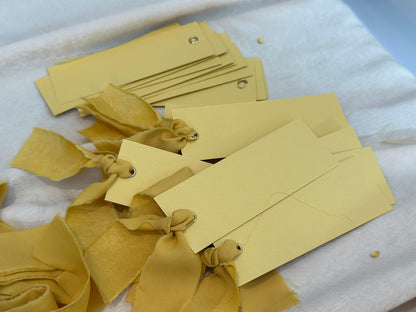 25 BLANK LEMON Yellow Chiffon Ribbon Place Card with Eyelet | DIY Wedding Dinner Party Place Card, Write Your Own Place Setting | Green Wedding Baby Shower