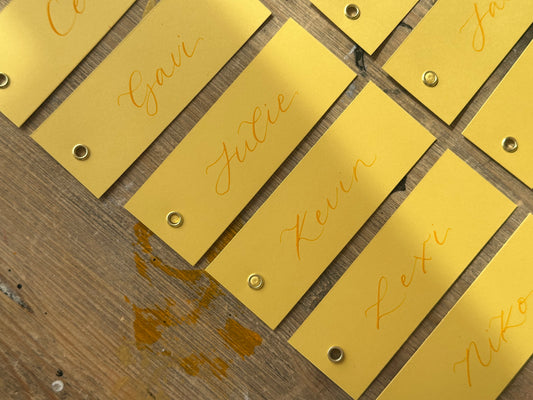 Lemon Calligraphy Place Cards with Eyelet | DIY Add Your Own Ribbon Place Card