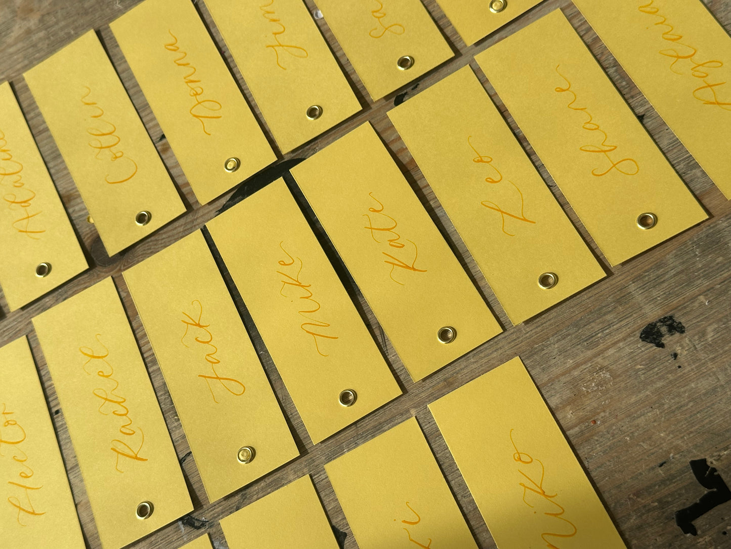 Lemon Calligraphy Place Cards with Eyelet | DIY Add Your Own Ribbon Place Card