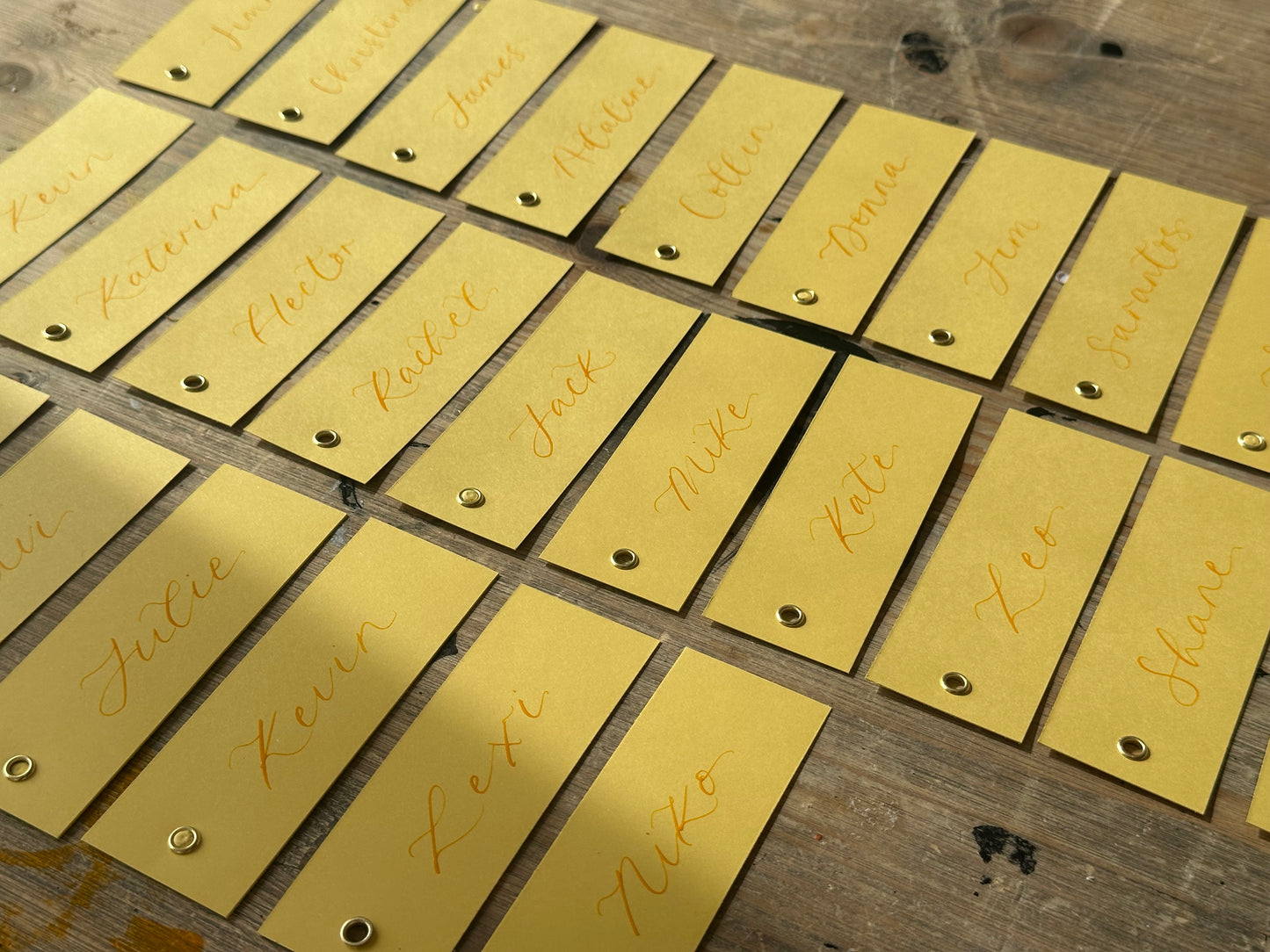 Lemon Calligraphy Place Cards with Eyelet | DIY Add Your Own Ribbon Place Card