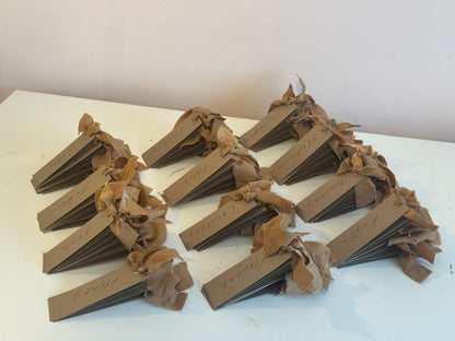 Custom Ribbon Wedding Place Cards | Mocha Card with Your Choice of Ribbon