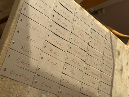 Mocha Calligraphy Place Cards with Eyelet | DIY Add Your Own Ribbon Place Card
