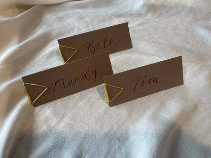 MOCHA BROWN Calligraphy Place Name Card | Calligraphy Wedding Place Name Card | Flat Place Card