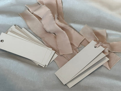 25 BLANK NUDE Chiffon Ribbon Place Card with Eyelet | DIY Wedding Dinner Party Place Card, Write Your Own Place Setting | Green Wedding Baby Shower (Copy)
