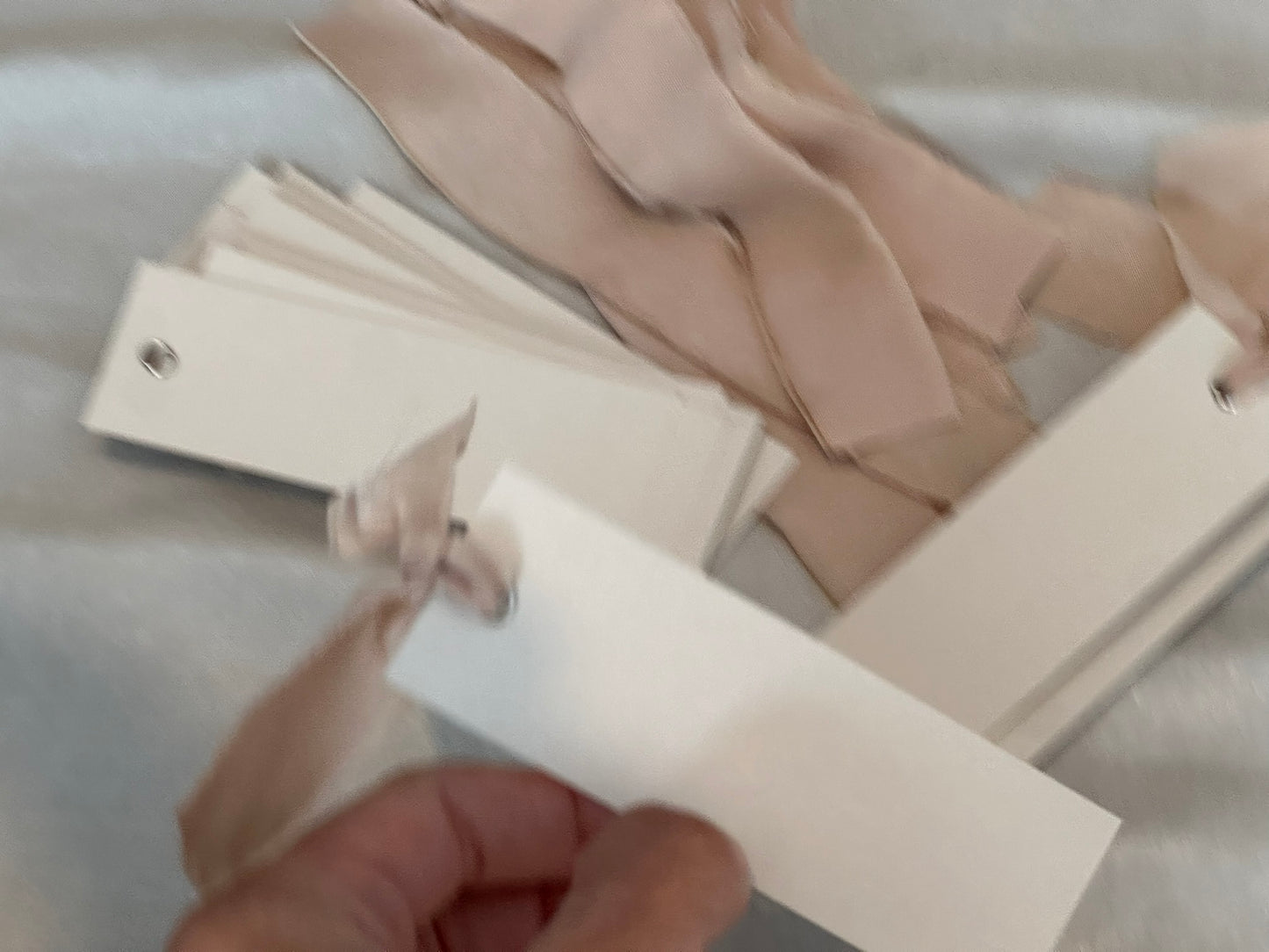 25 BLANK NUDE Chiffon Ribbon Place Card with Eyelet | DIY Wedding Dinner Party Place Card, Write Your Own Place Setting | Green Wedding Baby Shower (Copy)