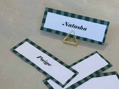 Colourful Contrast Stripe Place Cards  | Fun Striped Rainbow Maximalist Wedding Printed Guest Names Place Name Card | Flat Place Card