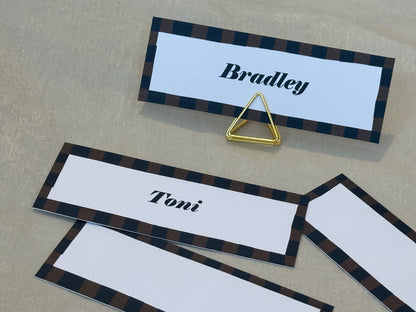 Colourful Contrast Stripe Place Cards  | Fun Striped Rainbow Maximalist Wedding Printed Guest Names Place Name Card | Flat Place Card