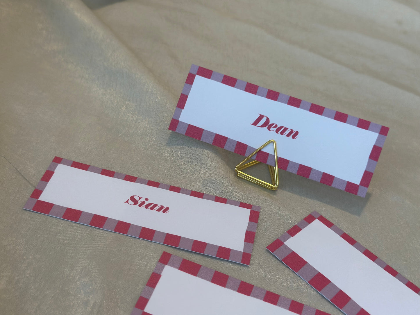Colourful Contrast Stripe Place Cards  | Fun Striped Rainbow Maximalist Wedding Printed Guest Names Place Name Card | Flat Place Card