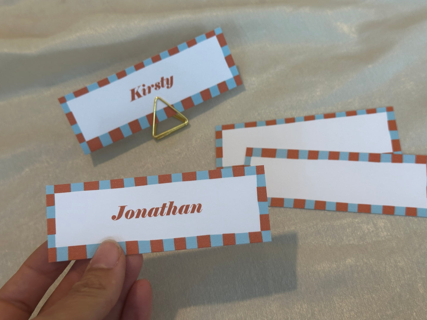 Colourful Contrast Stripe Place Cards  | Fun Striped Rainbow Maximalist Wedding Printed Guest Names Place Name Card | Flat Place Card