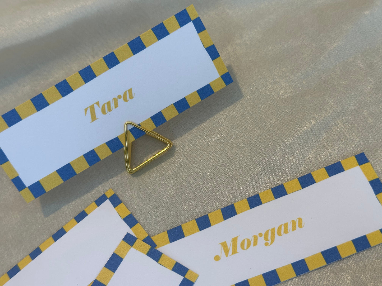 Colourful Contrast Stripe Place Cards  | Fun Striped Rainbow Maximalist Wedding Printed Guest Names Place Name Card | Flat Place Card