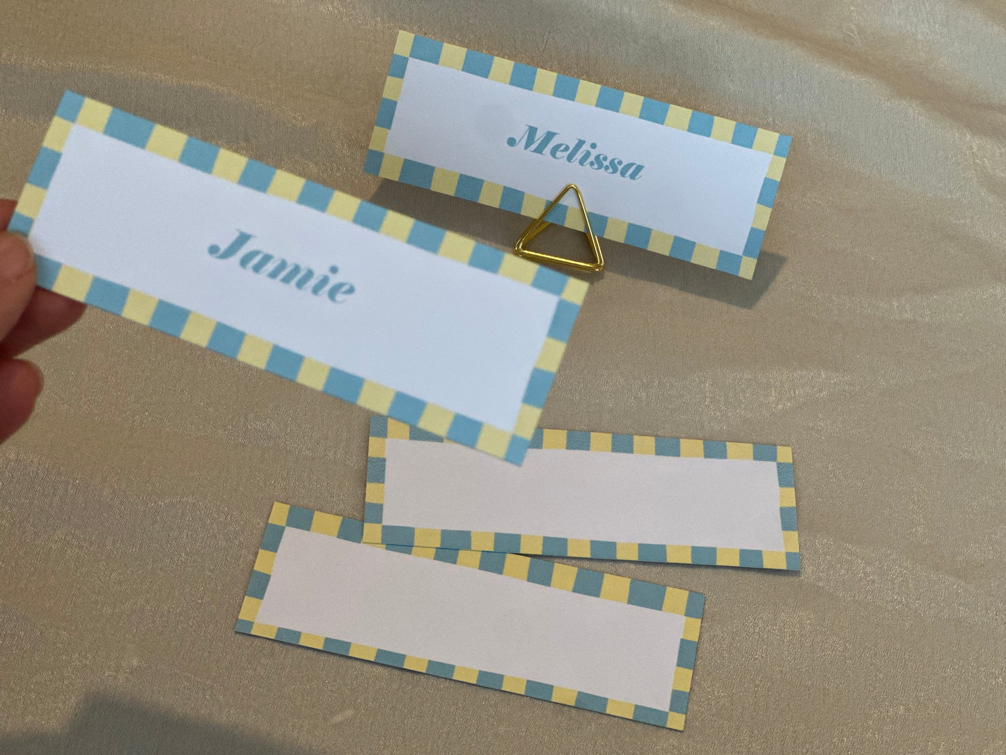 Colourful Contrast Stripe Place Cards  | Fun Striped Rainbow Maximalist Wedding Printed Guest Names Place Name Card | Flat Place Card