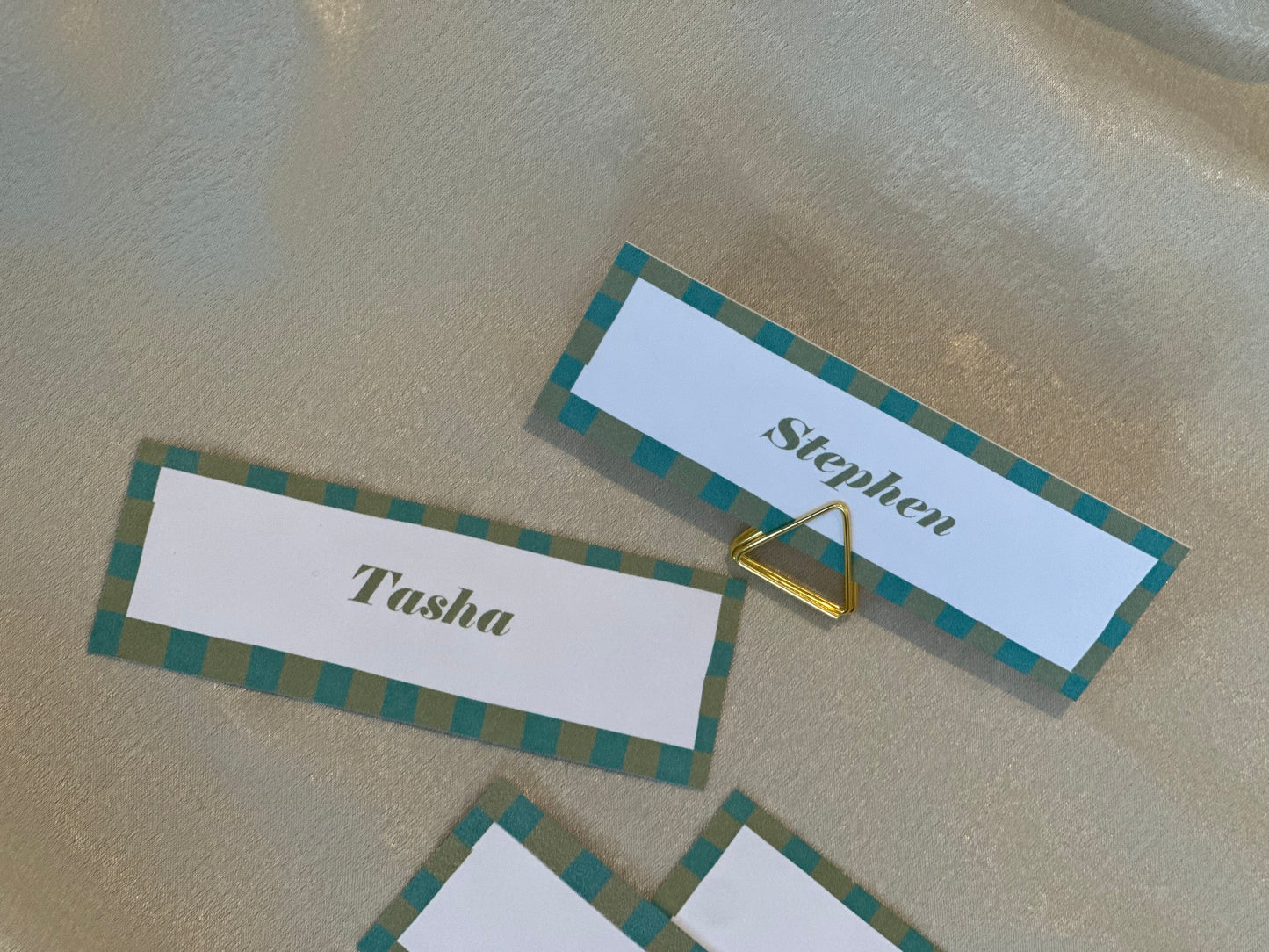 Colourful Contrast Stripe Place Cards  | Fun Striped Rainbow Maximalist Wedding Printed Guest Names Place Name Card | Flat Place Card